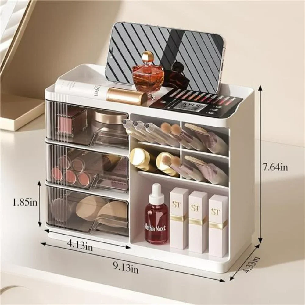 makeup organizer with drawers stackable vanity storage for skincare brushes